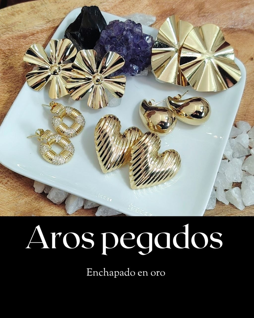 AROS PEGADOS ENCHAPADO EN ORO