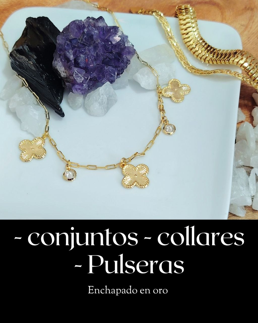 CONJUNTOS - PULSERAS- COLLARES ENCHAPADO EN ORO