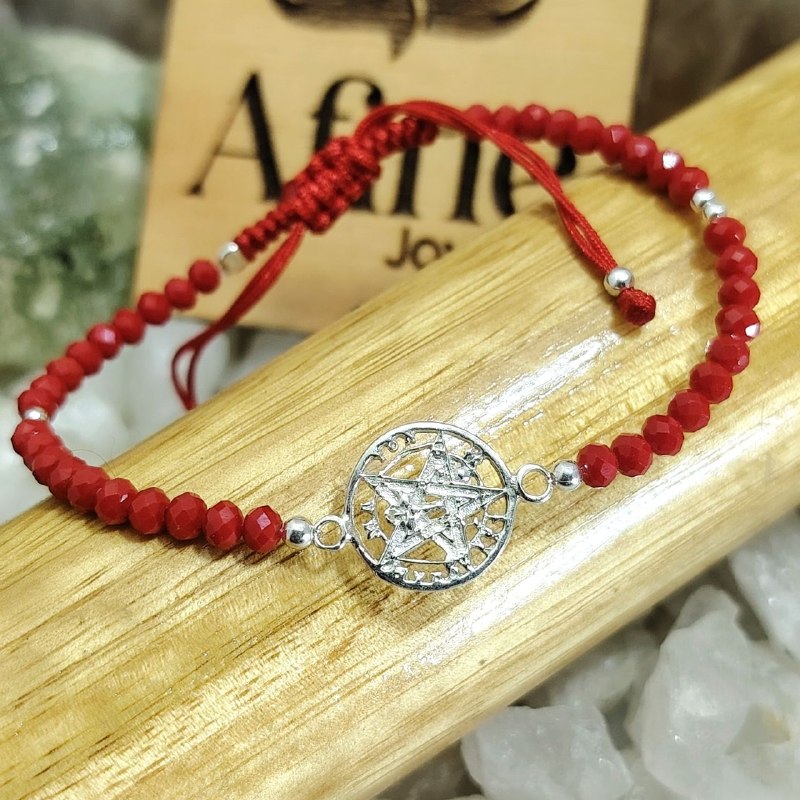 Pulsera de protección de hilo rojo conector Tetragrámaton