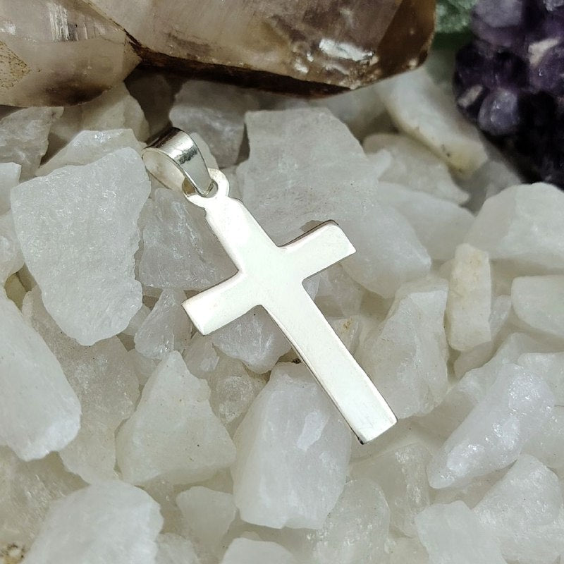 Dije cruz plata lisa