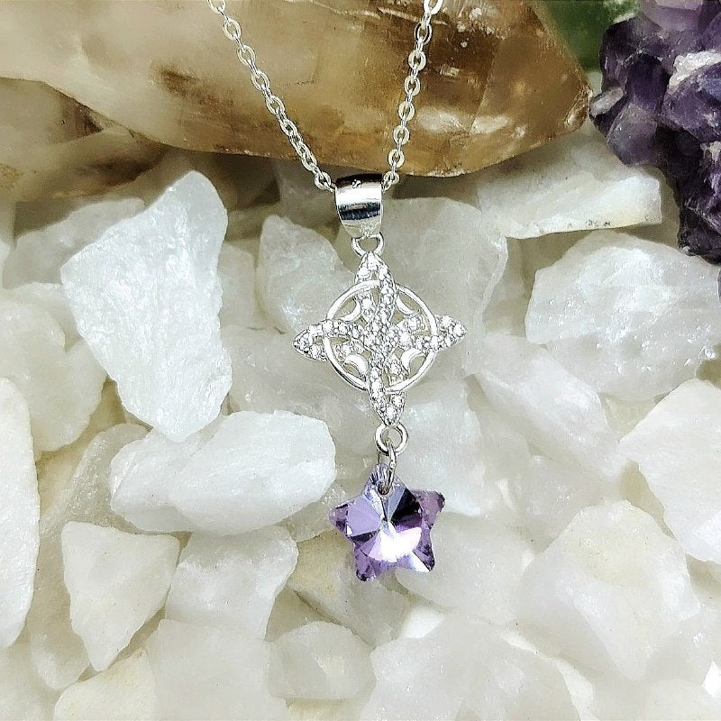 Collar nudo de bruja con microcircones mas extensión de cristal estrella