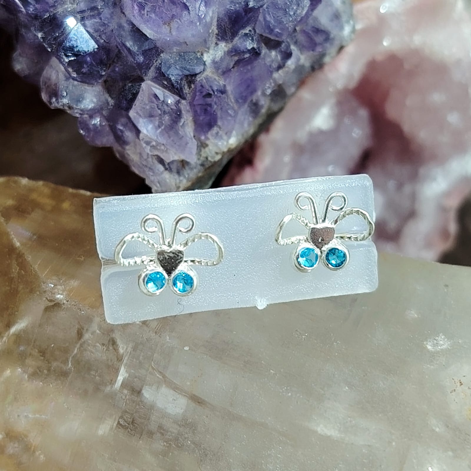 Aros atornillados mariposa con cristales calipso