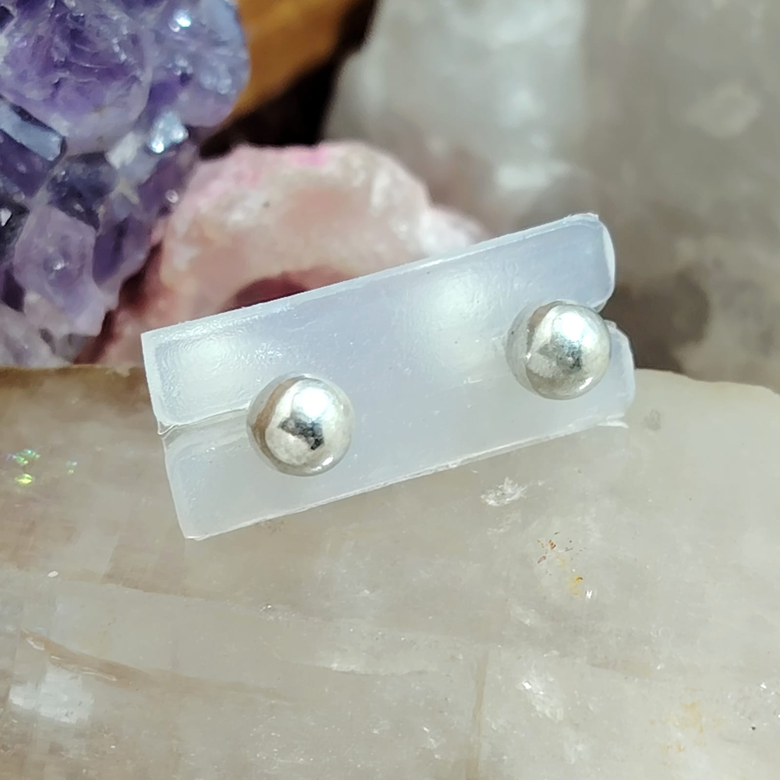 Aros atornillados forma esfera de plata 4 mm