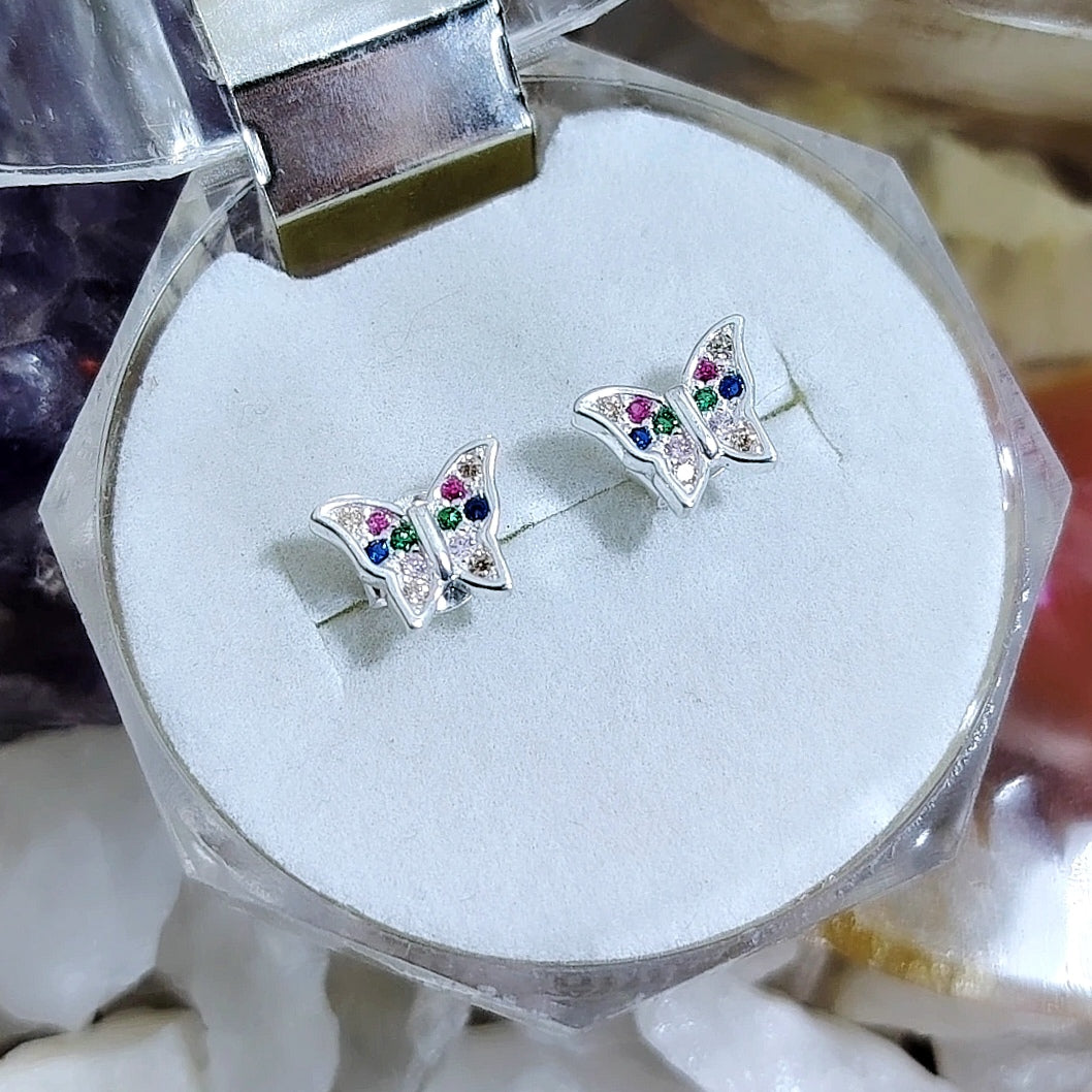 Aros pegados Mariposas con incrustaciones Multicolor.