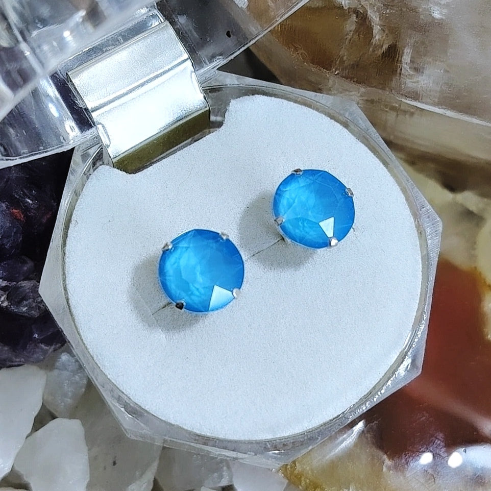 Aros pegados cristal Celeste Cielo.