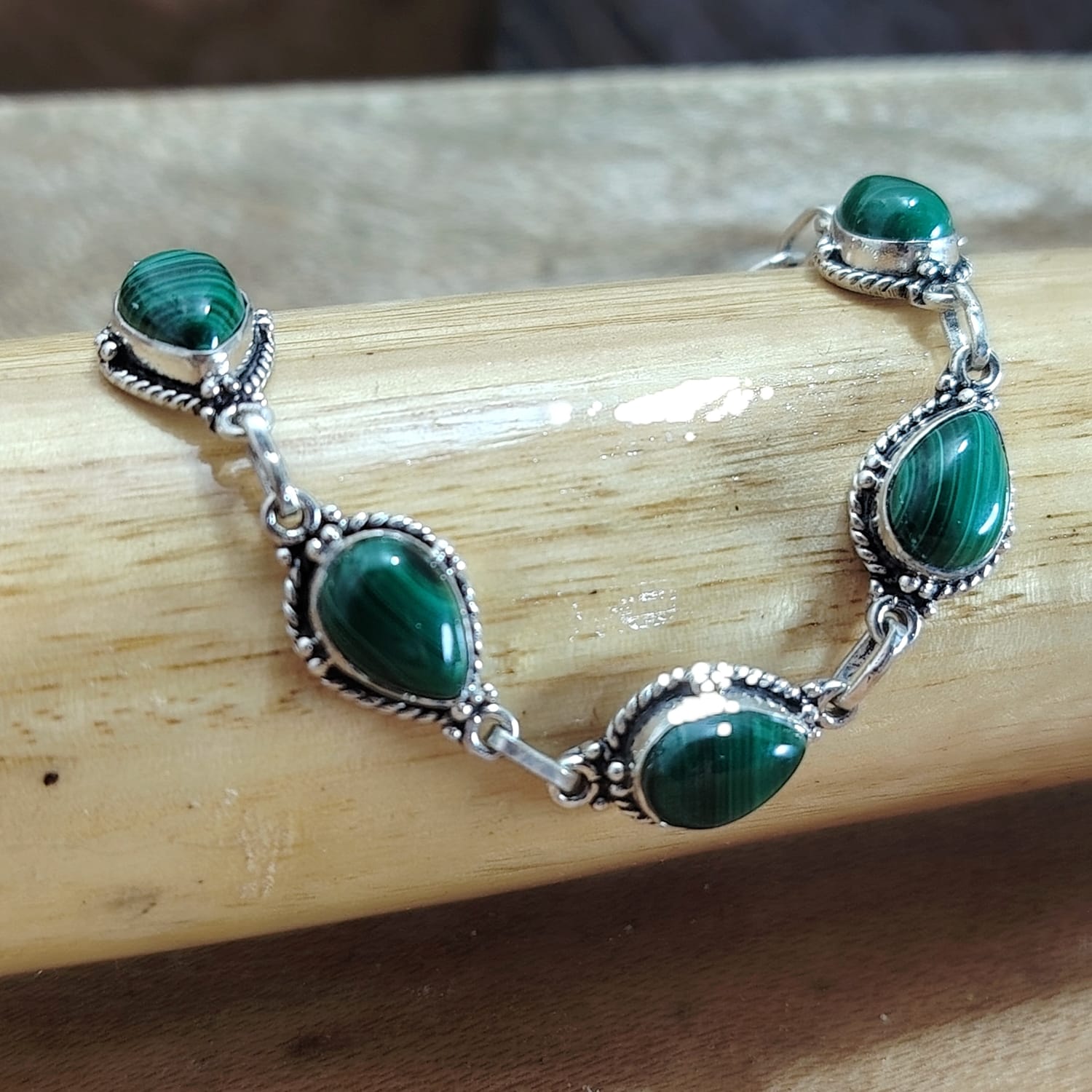 Pulsera de piedras naturales Malaquita