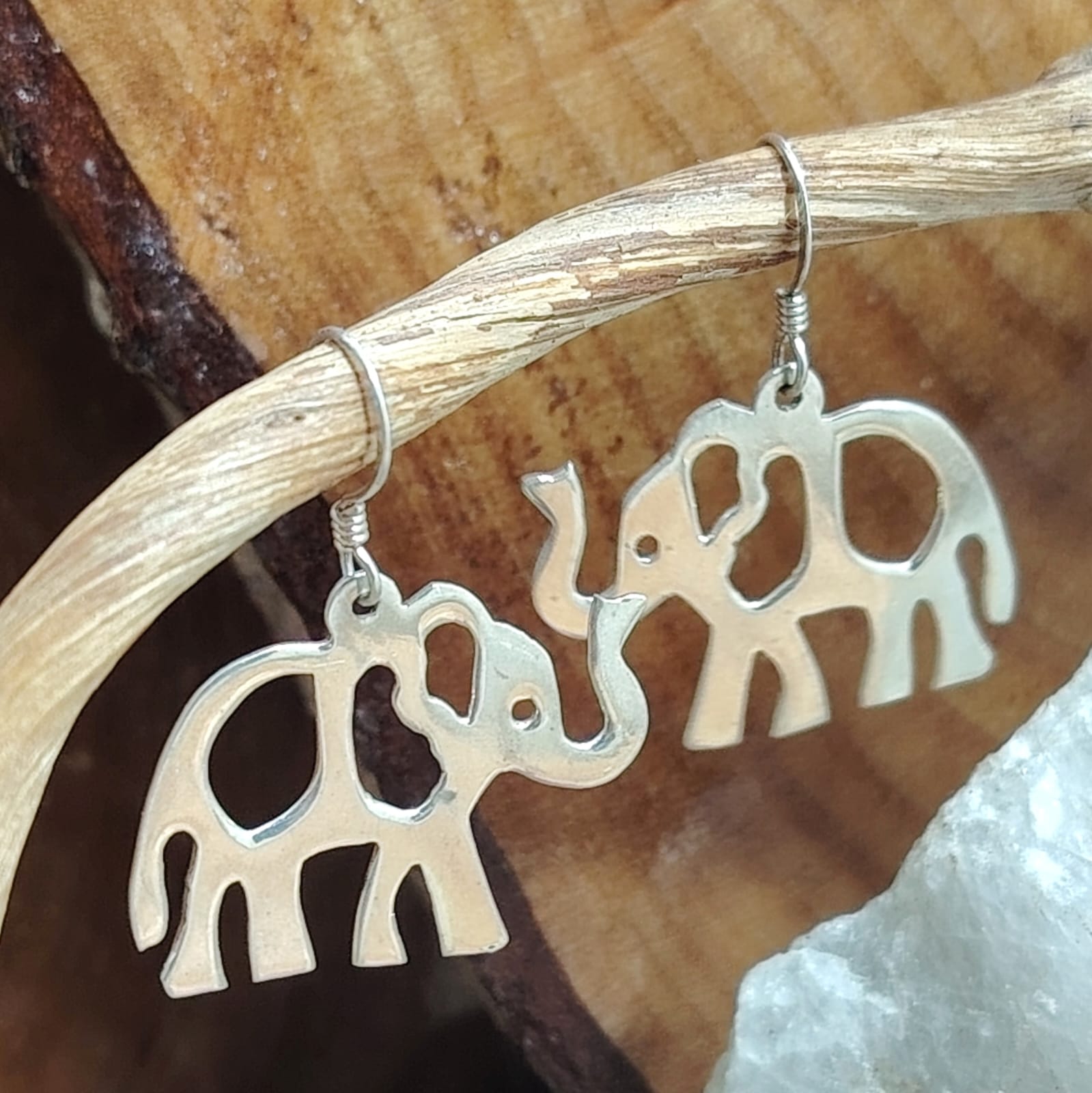 Aros largos elefante plata lisa