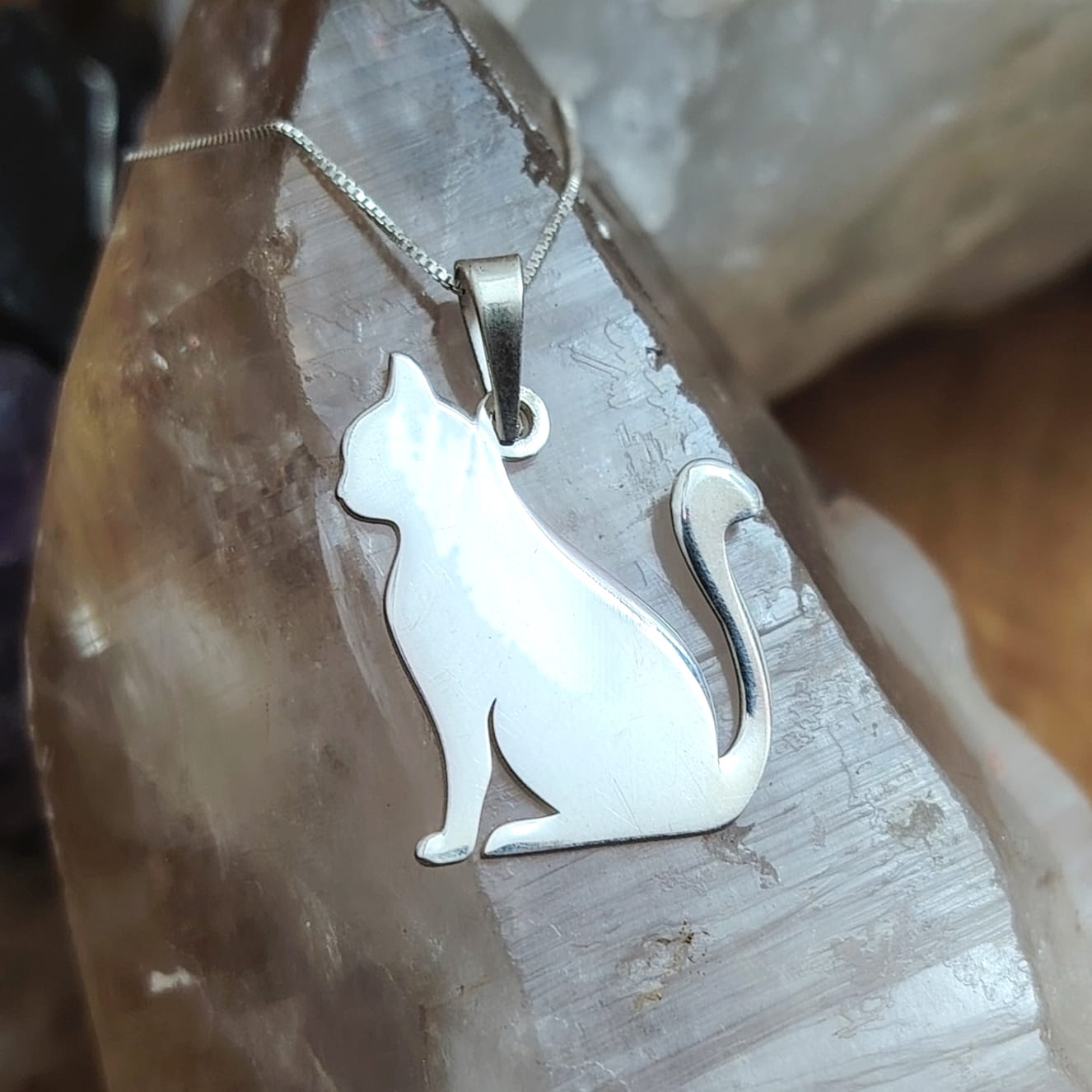 Collar dije Gato plata lisa.