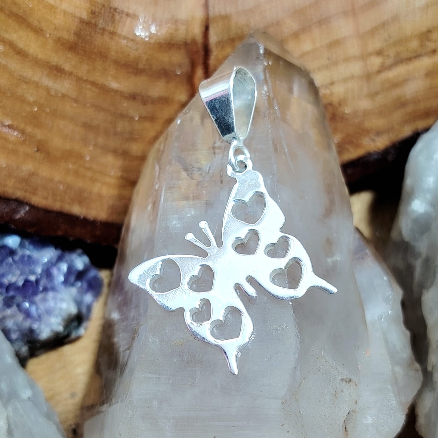 Dije mariposa rotulada plata lisa