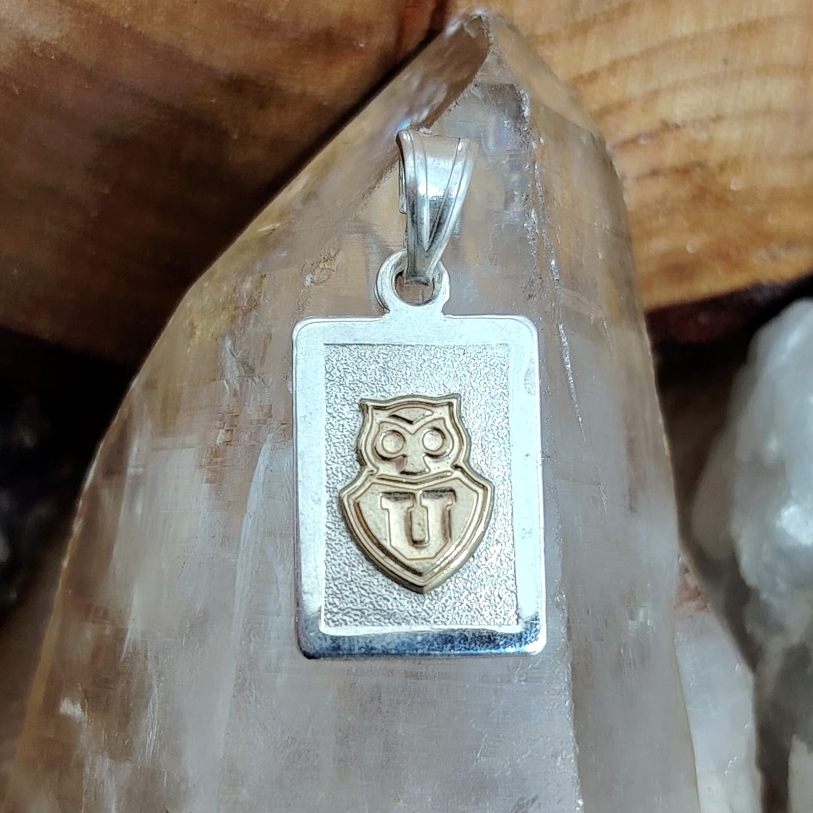 Dije universidad de chile con laminación de oro.