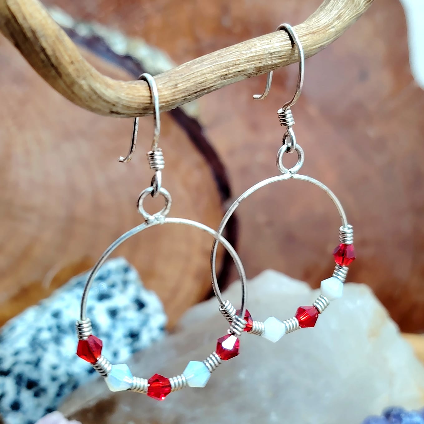 Aros largos circunferencia rojo y blanco