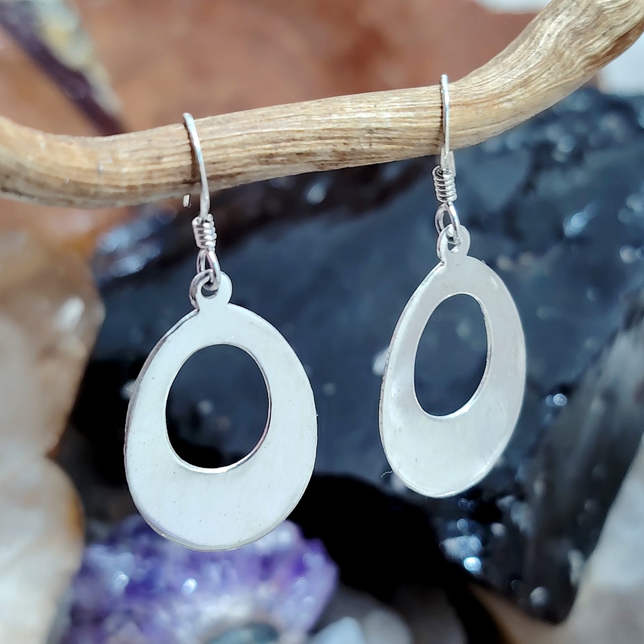 Aros largos ovalados plata lisa