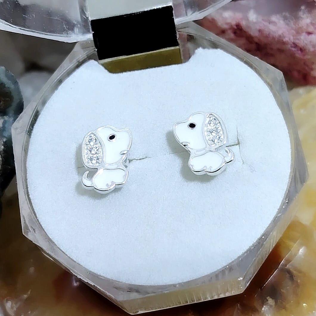 Aros pegados perritos esmaltados con microcircones