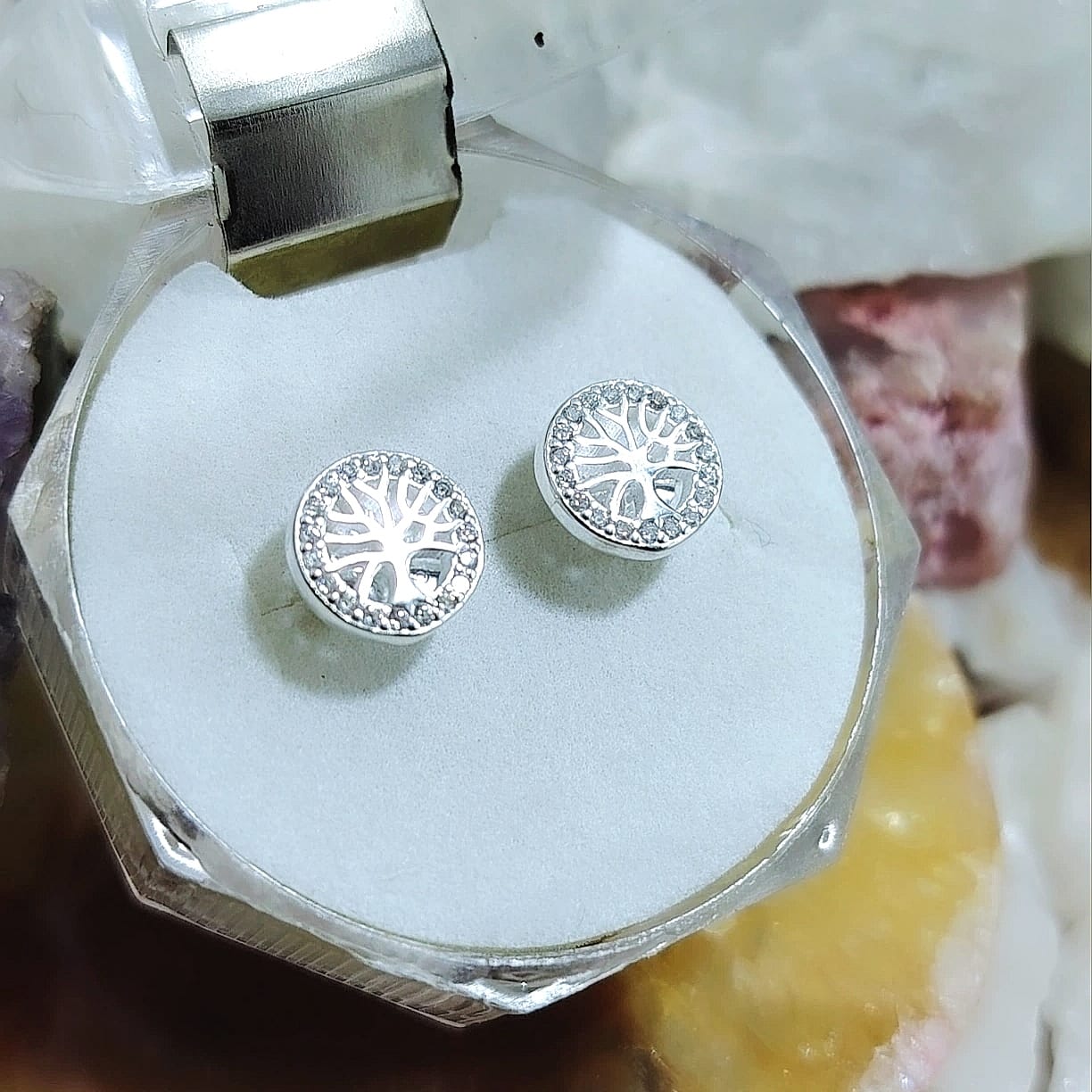 Aros pegados árbol de la vida incrustado con microcircones