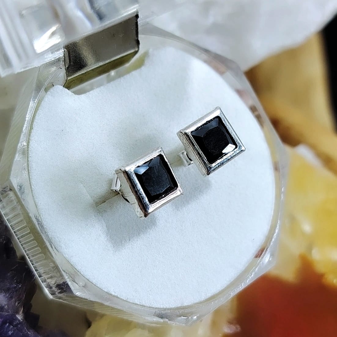 Aros pegados cuadrado negro 7 mm