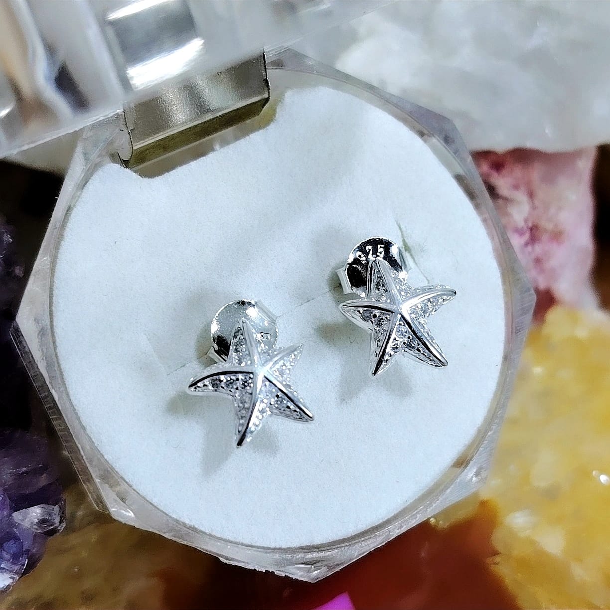 Aros pegados estrella de mar incrustado con micro circones