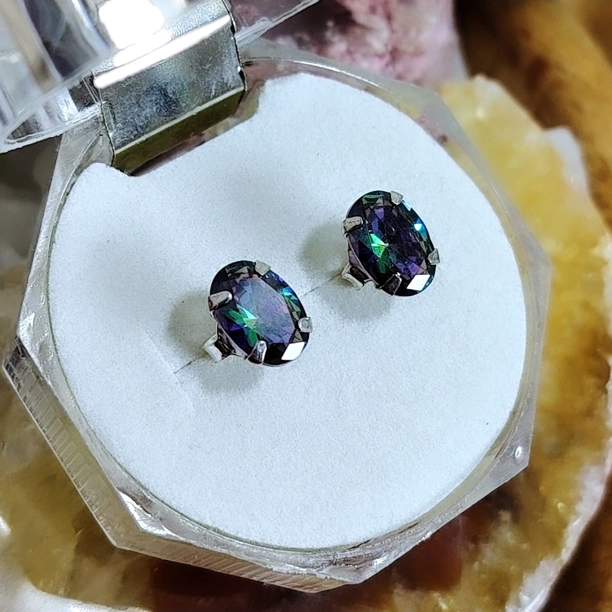 Aros pegados cristal tornasol