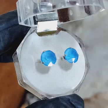 Aros pegados cristal Celeste Cielo.