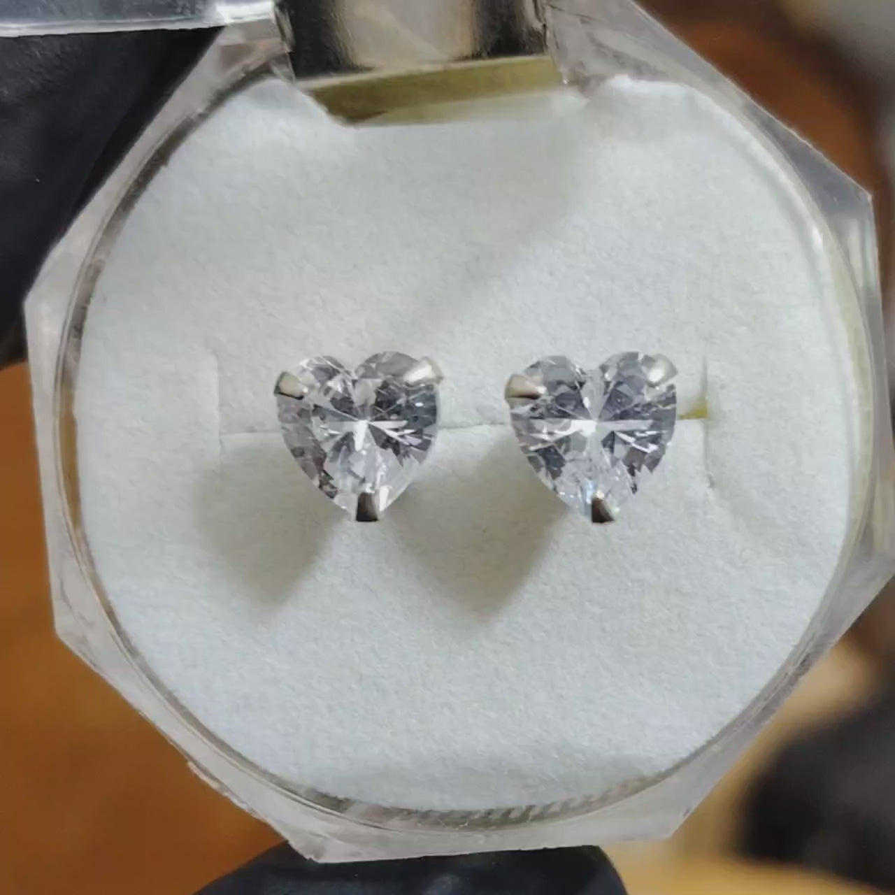 Aros pegados Corazón cristal traslucido