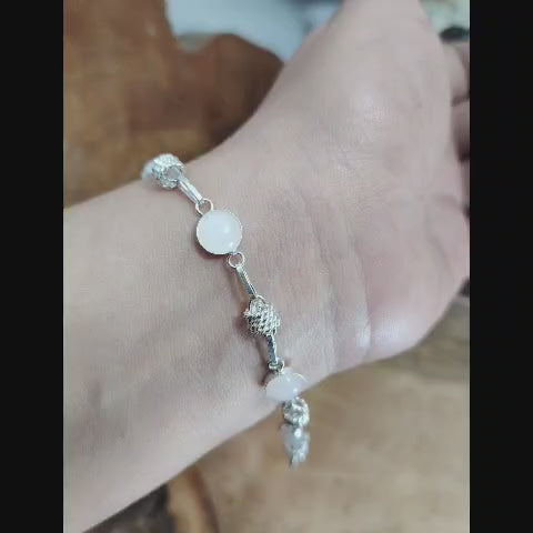 Pulsera con piedra natural cuarzo rosa