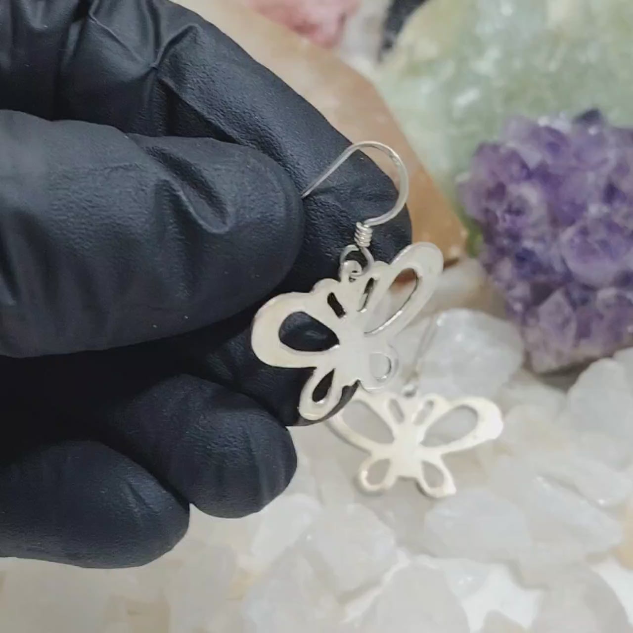 Aros largos mariposa plata lisa