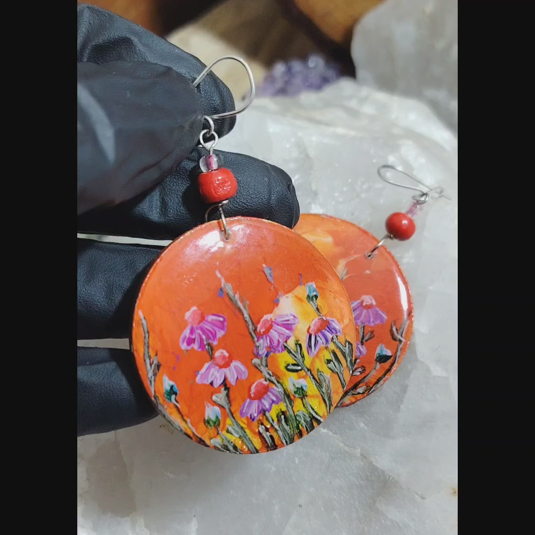 Aros artesanales con gancho de plata esencia floral