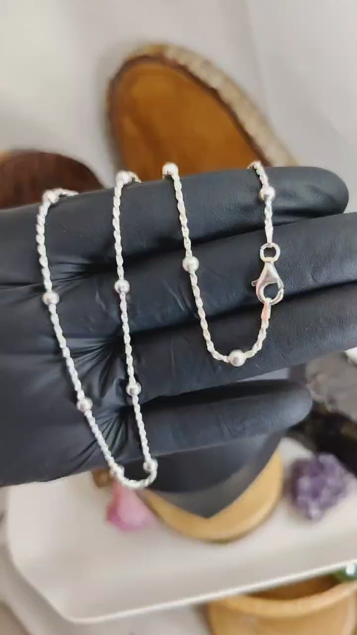 Collar con Balines de plata 44 cm