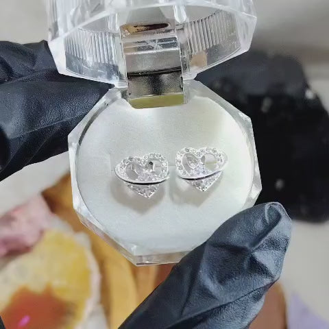 Aros pegados corazón con microcircones translucidos