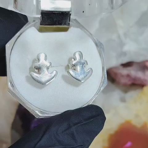 Aros pegados ancla plata lisa