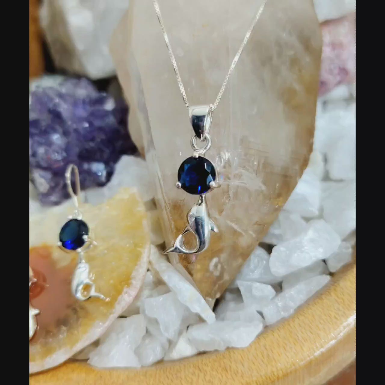 Conjunto Delfines con Circón  Azul.
