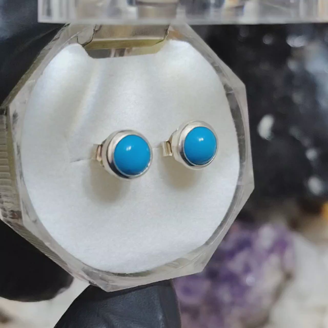 Aros pegados Piedra natural Turquesa.