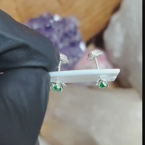 Aros atornillados flor cristal verde