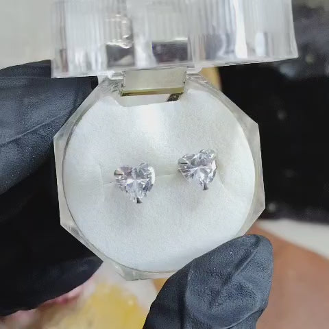 Aros pegados Corazón cristal traslucido