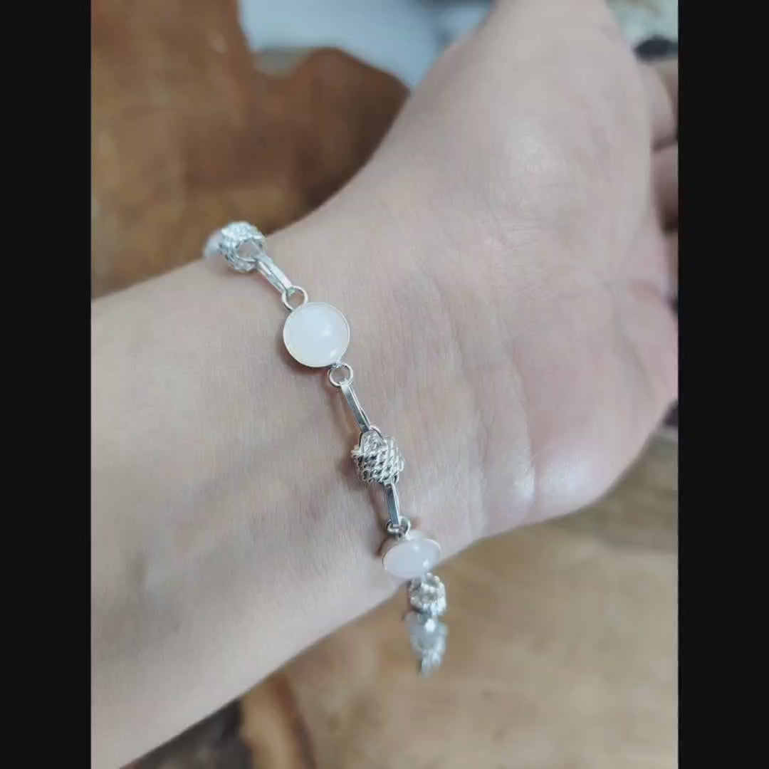 Pulsera Piedra Natural Cuarzo Rosa.