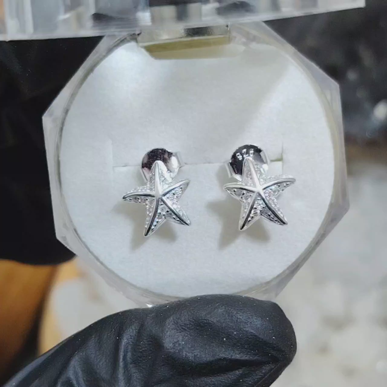 Aros pegados estrella de mar incrustado con micro circones