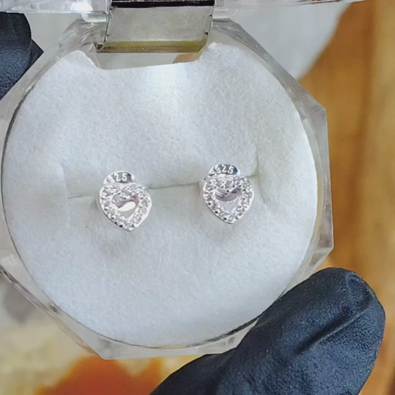 Aros pegados Corazones incrustados de micro circones