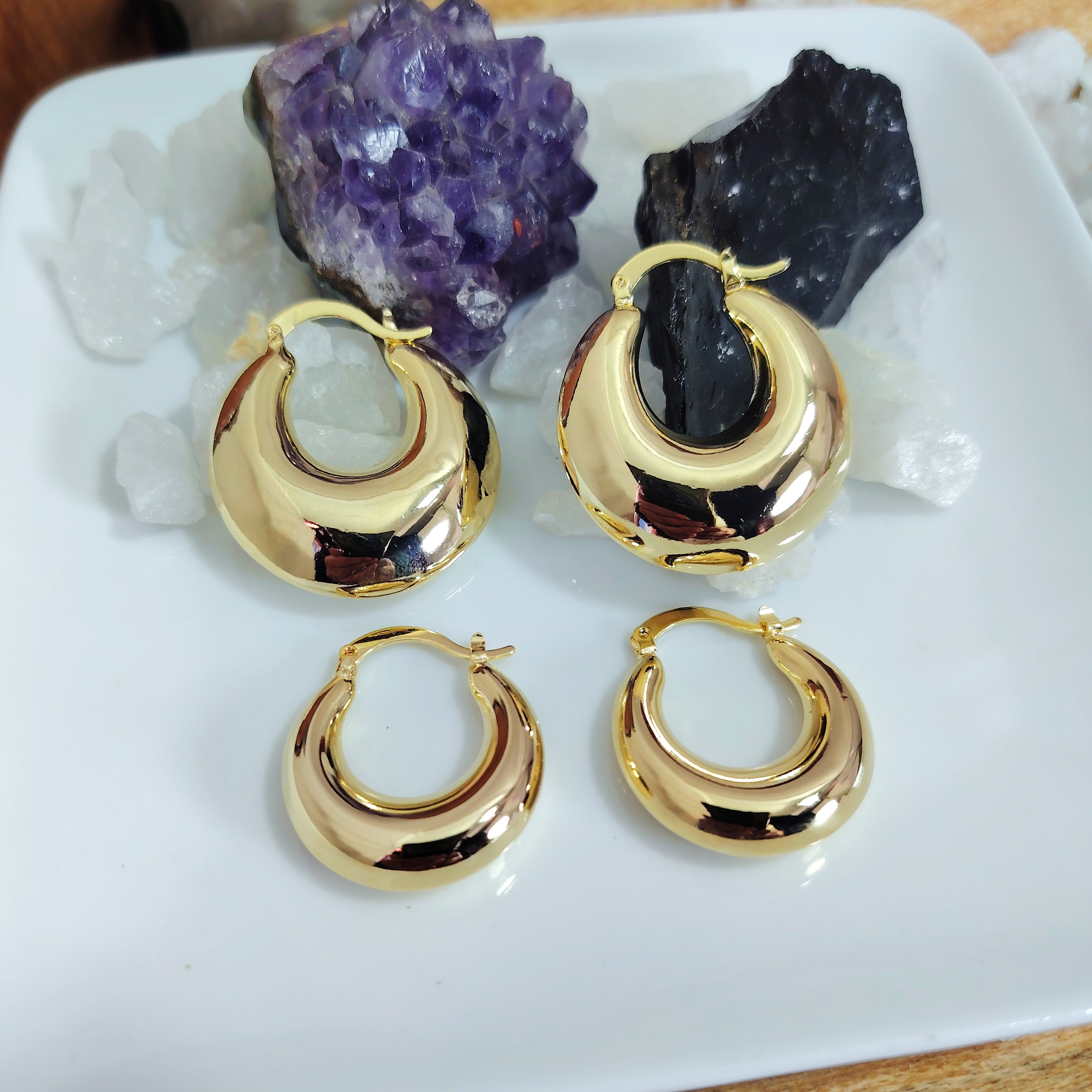 Argollas infladas enchapadas en oro