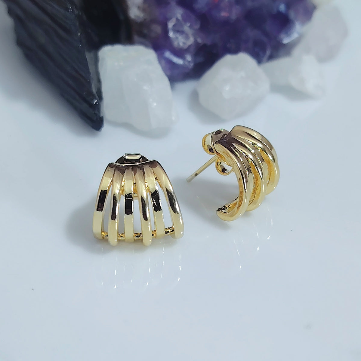 Aros pegados seis hebras enchapado en oro