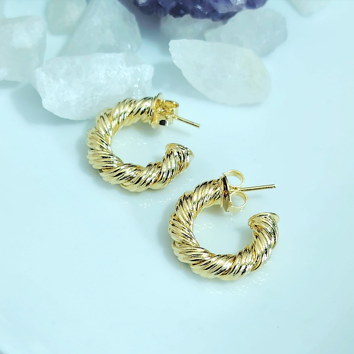 Semi argollas chunky enchapado en oro