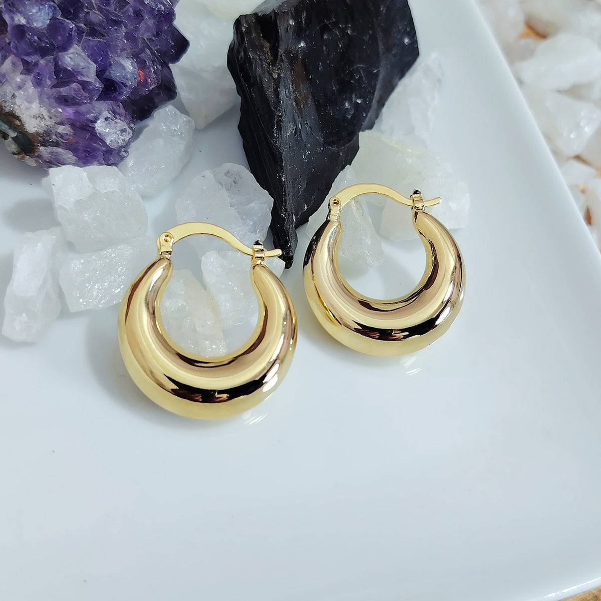 Argollas infladas enchapadas en oro