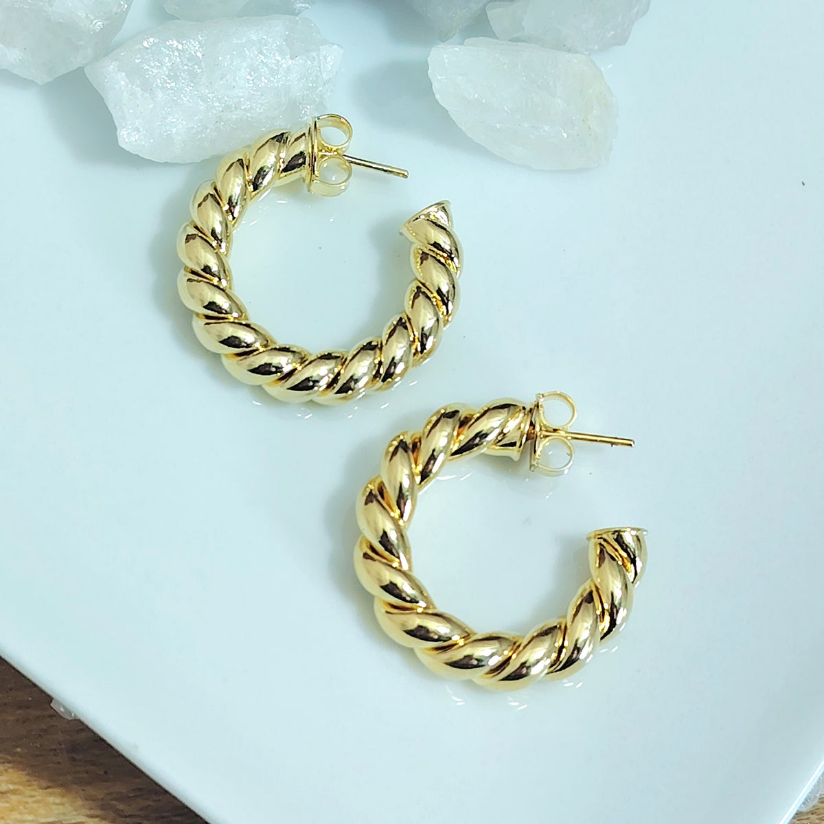Semi argollas chunky enchapado en oro