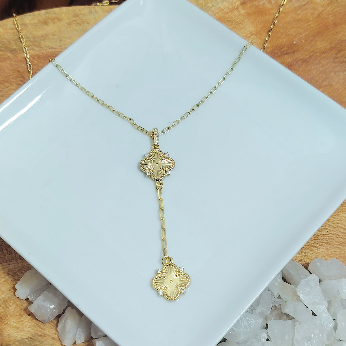 Collar largo van cleef enchapado en oro